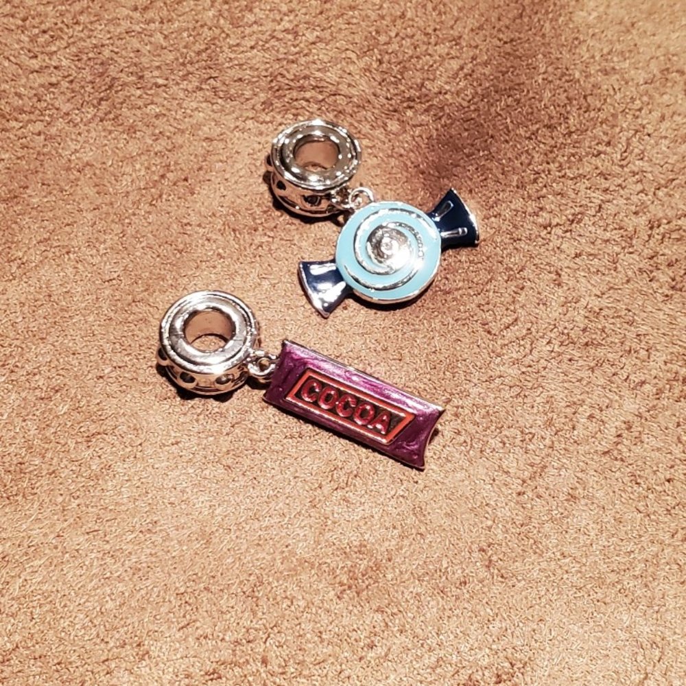 2 Silver Slide Charms CANDY